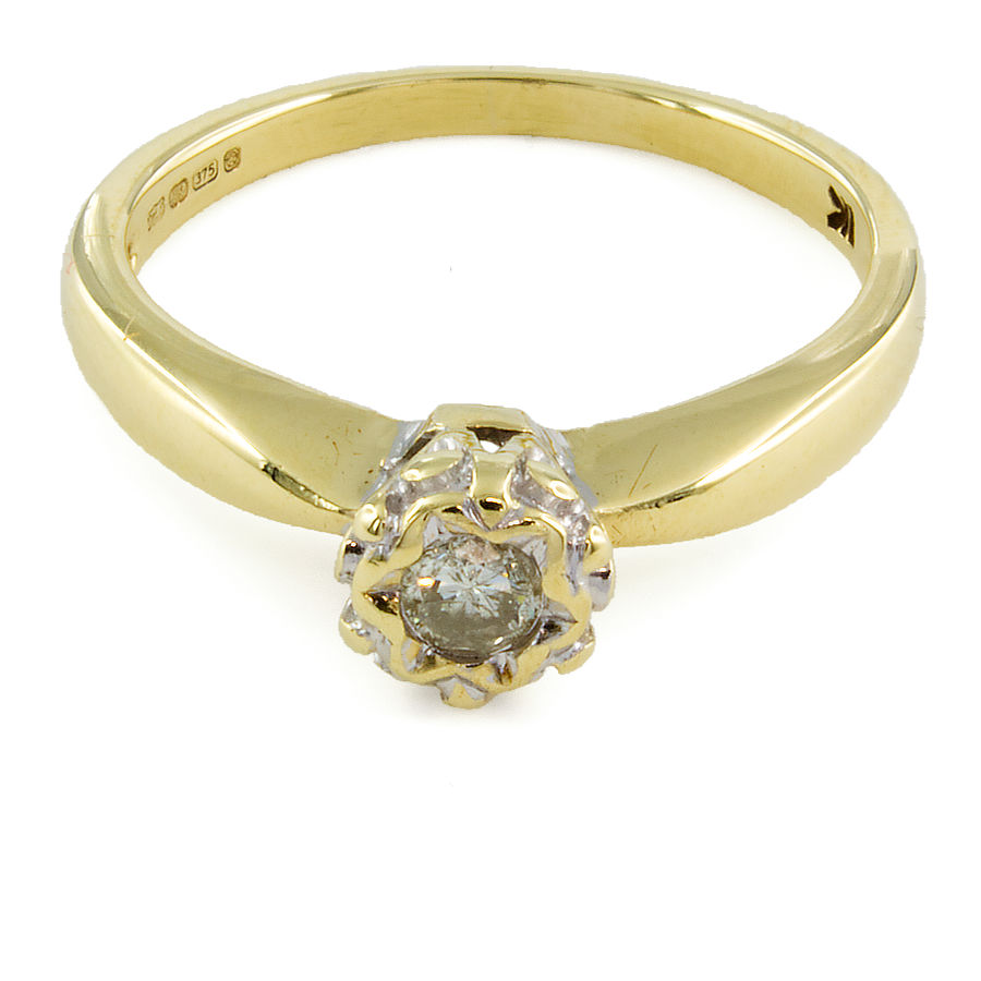 9ct Gold Diamond Solitaire Ring Size K